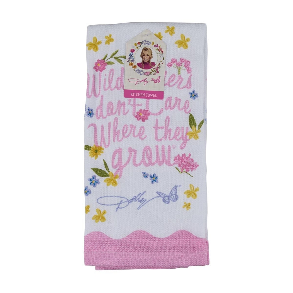 DOLLY PARTON Floral Kitchen/ Hand Towel 'Wildflowers Don't Care Where They Grow' - Picture 4 of 5